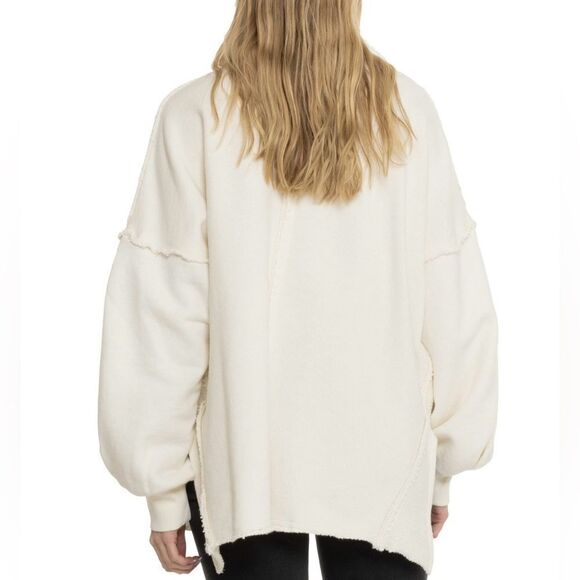 free people XS S M Coconut Milk Wonderful Oversized Cotton Sweater Pullover - Picture 6 of 16